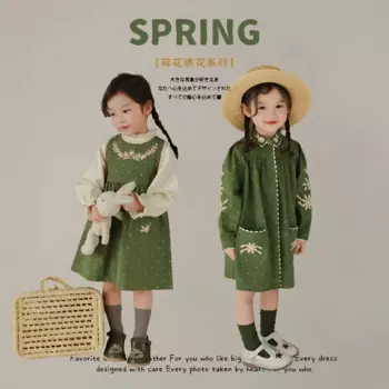 Детское платье-рубашка с длинным рукавом, на возраст 1-10 лет