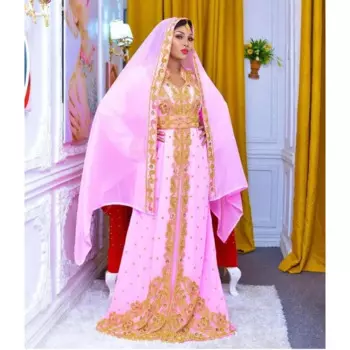 Детское розовое свадебное платье Дубай, марокканский кафтан, современное платье из Жоржетта ручной работы