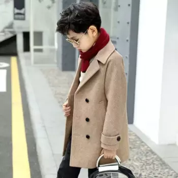 Детское шерстяное пальто для вечеринки по случаю дня рождения, детское зимнее шерстяное пальто для мальчиков и девочек, ветрозащитная уличная длинная куртка, детский топ