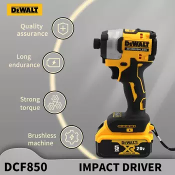 DEWALT DCF850 Аккумуляторная ударная отвертка Бесщеточный двигатель 205NM Аккумуляторная ударная дрель Инструмент 20 В Батарея Dewalt