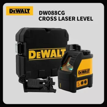 DEWALT DW088CG Лазерный уровень с футляром 30 м Самовыравнивающийся поперечный уровень Зеленая перекрестная линия Горизонтальный вертикальный лазерный уровень 2-линейный
