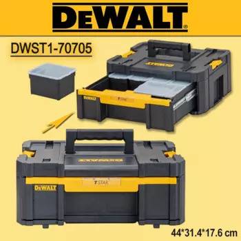 Dewalt DWST1-70705 Ящик для хранения с одним глубоким ящиком T-Stak III и 6 ящиками для хранения, настоящий прочный и прочный ящик для хранения инструментов
