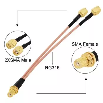 DexMRtiC RP SMA male combined cable RG316 15/30/50 см