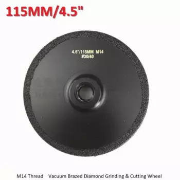 Dia115MM вакуумная пайка Алмазный плоский шлифовальный диск M14 #30/40 4,5 "формовочный диск для гранита мрамора