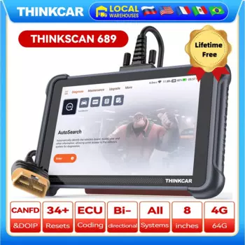 Диагностические инструменты THINKCAR Thinkscan 689, CANFD DOIP, кодирование ЭБУ, BI-направленный 34, срок службы сброса, бесплатное обновление, автомобильный сканер OBD2