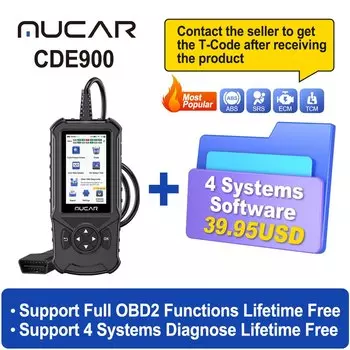 Диагностический сканер MUCAR CDE900 OBD2, автомобильный прибор для диагностики, ECM TCM ABS SRS 2 + 16G, OBD2, диагностика автомобиля, Wi-Fi, бесплатное обновление