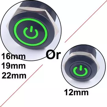 DIANQI Черный кнопочный переключатель 12/16/19/22 мм