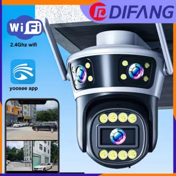 DIFANG 6K тройной объектив с тройным экраном Yoosee Wi-Fi камера безопасности уличная двусторонняя аудио цветная камера ночного видения домашняя PTZ IP-камера видеонаблюдения