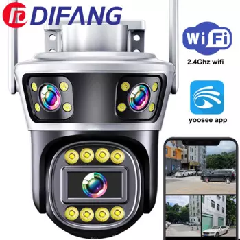 DIFANG Wi-Fi IP-камера с тройным экраном, двусторонняя аудиосвязь, обнаружение движения, ночное видение, беспроводные камеры видеонаблюдения, Yoosee