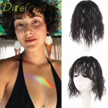 DIFEI синтетический парик для леди, кукурузная челка, Короткие вьющиеся волосы, накладка из белых волос, пушистая головка, переход