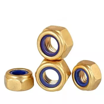 DIN985 медный шестигранник гайка, фиксирующая гайка, нейлоновое кольцо