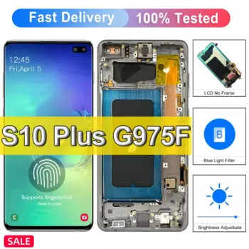 Динамический AMOLED 6,4 "ЖК-дисплей для Samsung S10 Plus дисплей для s10 Plus с рамкой G975F G975U G975W сенсорный экран сменный дигитайзер