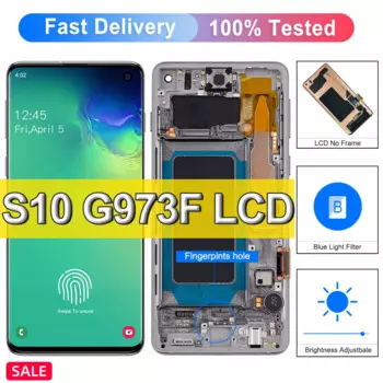 Динамический AMOLED S10 ЖК-дисплей для Samsung Galaxy S10 дисплей G973F G973U G9730 G973N ЖК-дисплей сенсорный экран дигитайзер Замена + рамка