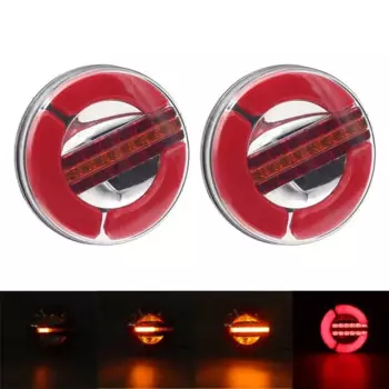 Динамический светодиодный задний фонарь для грузовика, 12 В/24 В, указатель поворота, лампа для прицепа, трактора, стоп-сигнал, круглые задние фонари s, красный, янтарный задний фонарь s