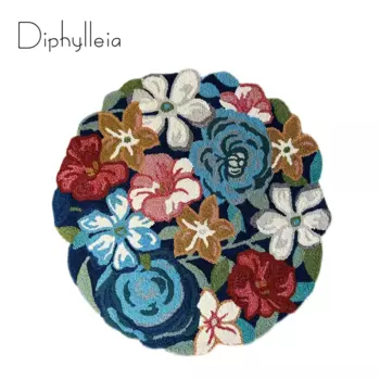 Diphylleia цветочные цветы, садовый ворсовый коврик ручной работы, коврик для помещений и улицы, круглый ковер для спальни, прикроватной ванной комнаты