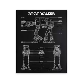 Патентный постер с воздушным транспортным средством, космические войны, чертеж, холст, картина, научная фантастика, подарок для любителей, настенные панно, принты, домашний декор