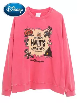 Disney World/свитшот с Микки и Минни Маус; Женский пуловер с вышивкой и мультяшным принтом на Хэллоуин; Флисовый джемпер с длинными рукавами; Топы