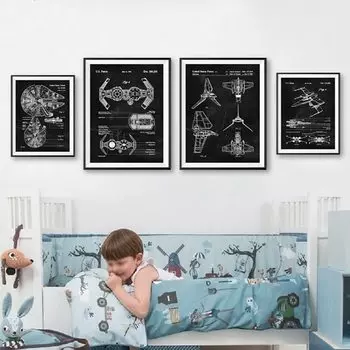 Disney X Wing Patent Blueprint принт на холсте