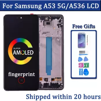 Дисплей AMOLED 6,5 дюйма для Samsung A53 5G A536 A536B, ЖК-дисплей, сенсорный экран с рамкой, дигитайзер в сборе, запасные части