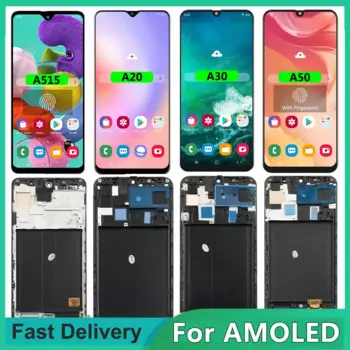 Дисплей AMOLED A50 для Samsung A20 A30 A505F A51 A515F ЖК-дисплей с сенсорным экраном и рамкой, детали дигитайзера в сборе