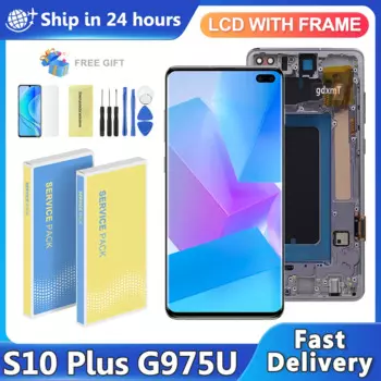 Дисплей AMOLED для Samsung S10 plus SM-G975 G975F/DS, ЖК-дисплей, сенсорный экран, дигитайзер, Замена для Samsung S10 + дисплей