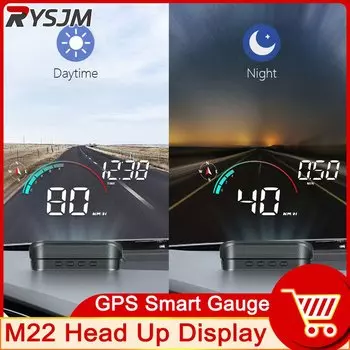 Дисплей на лобовое стекло M22 Auto GPS HUD, аксессуары для автомобиля, цифровые аксессуары для всех автомобилей, миль/ч, сигнализация скорости
