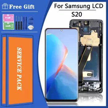 Дисплей с рамкой для Samsung S20 4G, ЖК-дисплей с сенсорным экраном и дигитайзером в сборе для Samsung S20, G980, G980F, G980F/DS