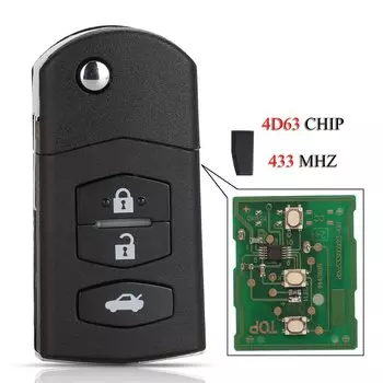 Дистанционный Автомобильный ключ jingyuqin для MAZDA 2, M2, 3, M3, 5, M5, 6, M6, 8, M8, , 433 МГц, 3 кнопки без чипа/с чипом 4D63