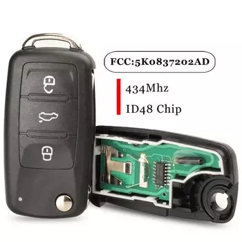 Дистанционный Ключ Jingyuqin 434 МГц С Чипом ID48 Для VW Golf Tiguan Polo Passat CC SEAT Skoda Octavia Jetta Beetle-Управлени...