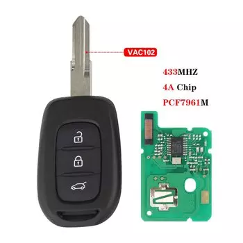 Дистанционный ключ от автомобиля для Renault Clio 4 Duster Sandero Symbol Kwid Dacia Logan Lodgy Dokker Trafic Master 433 МГц 4A Чип без лезвия логотипа