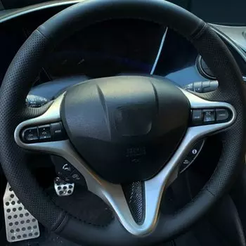 DIY Черная ручная стежка из микрофибры кожаный автомобильный чехол на рулевое колесо для Honda Civic Old Civic 2006 2007 2008 2009 2010 2011