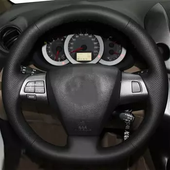 DIY черные автомобильные аксессуары из искусственной кожи, чехол на руль для Toyota Corolla RAV4 Auris Wish Vanguard Voxy 2010 2011 2012 2013