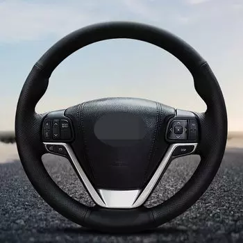 DIY черный чехол для рулевого колеса из искусственной кожи для Toyota Highlander 2014 2015 2016 2017 2018 2019 Sienna 2015-2019 Автомобильные аксессуары