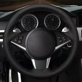 DIY черный носимый автомобильный аксессуар из искусственной кожи чехол на руль для BMW E60 E61 (Touring) 530d E63 2003-2010 E64 2004-2010