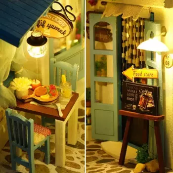 DIY деревянный книжный уголок Sea Breeze Casa, вставка для полки, миниатюрные строительные наборы, книжная полка в сборе, подставка для книг для взрослых, подарки на день рождения