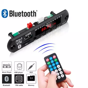 DIY FM радиомодуль DC 6V-24V Bluetooth 5,0 MP3 WMA WAV декодер плата автомобильная аудиосистема USB TF AUX Mp3 музыкальный плеер динамик 12V-24V
