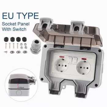 DIY GO Водонепроницаемая настенная розетка IP66 16А