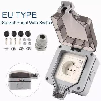 DIY GO Водонепроницаемая настенная розетка с выключателем 16А 250В