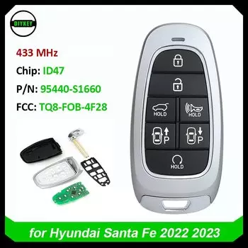 DIY ключ для Hyundai Santa Fe 2022 2023 безключевой дистанционный смарт-ключ Go 6 + 1 кнопки 433 МГц 47 чип P/N: 95440-S1660