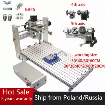 DIY МИНИ-фрезерный станок с ЧПУ 3020 3 4 5-осевой гравировальный станок по дереву 3040 Фрезерный станок для резьбы по металлу 6030 400 Вт USB со сверлами Фрезы