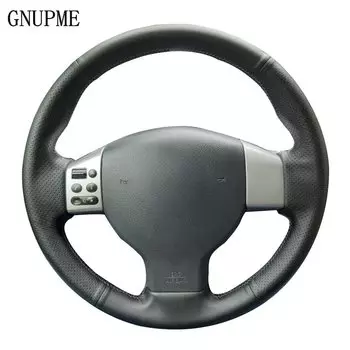 DIY сшитые вручную черные чехлы на руль из искусственной кожи для Nissan Tiida 2004-2010 Sylphy 2006-2011 Versa 2007-2011