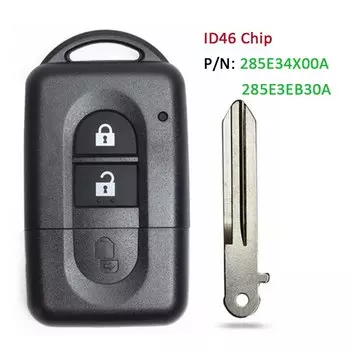 DIYKEY 2 кнопки бесключевой дистанционный ключ 433 МГц PCF7936 чип для Nissan X-trail Qashqai Pathfinder 2007-2015 285E34X00A/285E3EB30A