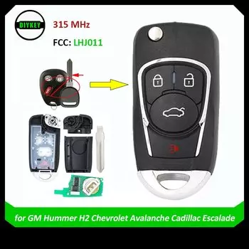 DIYKEY, 3 кнопки, 315 МГц, улучшенная модель для GM Hummer H2, Chevrolet подчеркивающий Cadillac Escalade 2003 2004 2005 LHJ011