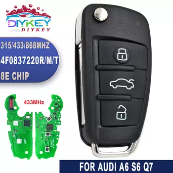 DIYKEY 3 кнопки для Audi A6 S6 Q7 2004 2005 2006 2007 - 2015 8E чип IYZ 3314 4F0 837 220N 220R 220M 220T без ключа дистанционного управления