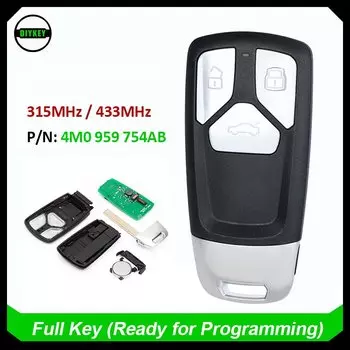 DIYKEY 3-кнопочный черный умный дистанционный брелок 315 МГц 433 МГц для Audi TT A4 A5 Q5 Q7 2016-2019 4M 0959754 AB / 4M0 959 754 AB