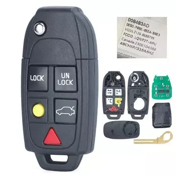 DIYKEY 5 кнопок 315 МГц ID48 чип для VOLVO S60 S80 V70 XC70 XC90 2004 2005 2006 2007-2015 LQNP2T-APU 8688799 Умный удаленный ключ