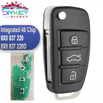DIYKEY для Audi A1 Q3 2012 2013 2014 2015 2016 встроенный 48 чип P/N: 8X0837220 8X0837220D Автомобильный ключ дистанционного управления 434 МГц ASK Fob