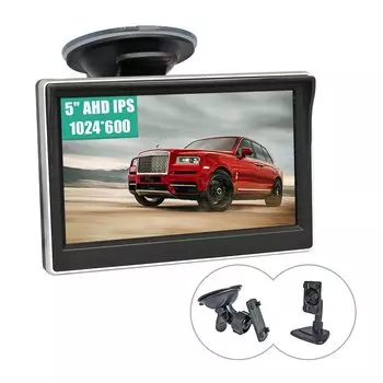 DIYKIT 1024*600 5-дюймовый IPS AHD автомобильный монитор заднего вида, парковочный резервный монитор с присоской и кронштейном для MPV SUV Horse Trury
