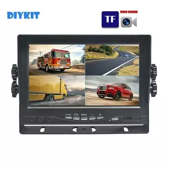 DIYKIT 1024*800 AHD IPS 7 дюймов 4 разделенных четырехэкранных автомобильных монитора заднего вида Поддержка 4x960P AHD камера Запись видео