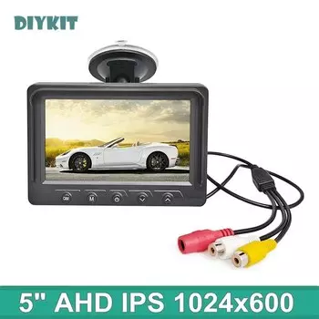 DIYKIT 1024x600 5-дюймовый AHD IPS автомобильный монитор заднего вида с цифровым экраном и поддержкой VCD DVD GPS-камеры с 2 видеовходами